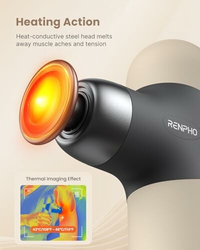 Heating massage device with thermal imaging effect.